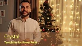  Presentation with flute - Cool new slides with portrait-of-positive-handsome-young backdrop and a tawny brown colored foreground