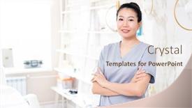  Presentation with beautician - Slides with portrait-of-positive-middle-aged background and a cream colored foreground