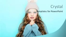  Presentation with pretty girl - PPT layouts having portrait-of-positive-smiling-child background and a cool aqua colored foreground