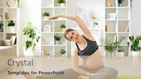  Presentation with childbirth - PPT theme featuring portrait-of-positive-young-pregnant background and a soft green colored foreground