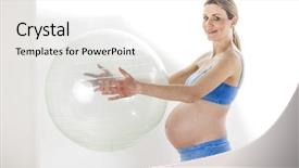  Presentation with pregnant woman - Presentation design having portrait of pregnant woman doing background and a  colored foreground