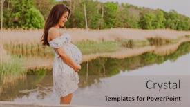 Presentation with pregnant mother - Presentation design consisting of portrait-of-pregnant-woman-holding background and a coral colored foreground