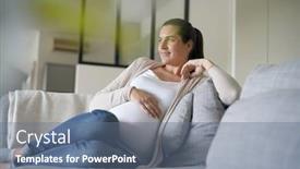  Presentation with pregnant woman - Audience pleasing presentation design consisting of portrait-of-pregnant-woman-relaxing backdrop and a ocean colored foreground