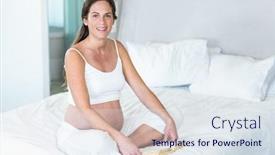  Presentation with novel - Slide deck with portrait of pregnant woman sitting on bed with novel background and a sky blue colored foreground