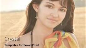  Presentation with sunshine - Cool new presentation with portrait of pretty beautiful young girl in the evening sunshine in nature backdrop and a coral colored foreground