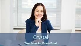  Presentation with woman business - Colorful theme enhanced with portrait-of-pretty-business-woman backdrop and a ocean colored foreground