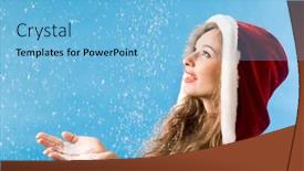  Presentation with pretty girl - Slide deck enhanced with portrait-of-pretty-girl-catching background and a light blue colored foreground