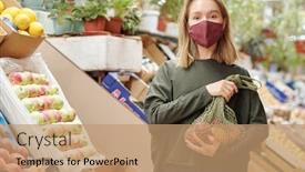  Presentation with pretty girl - Cool new presentation design with portrait-of-pretty-girl backdrop and a coral colored foreground