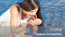  Presentation with water river - Colorful presentation design enhanced with portrait-of-pretty-girl backdrop and a ocean colored foreground