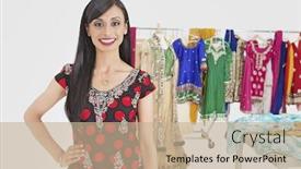  Presentation with indian - Cool new presentation theme with portrait of pretty indian female dressmaker standing with hand on hip backdrop and a mint green colored foreground