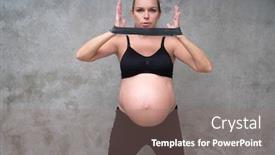  Presentation with pregnant woman - Beautiful PPT theme featuring portrait-of-pretty-pregnant-woman backdrop and a gray colored foreground
