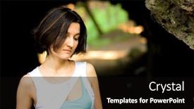  Presentation with cave - PPT theme with portrait of pretty unhappy woman in the cave background and a black colored foreground