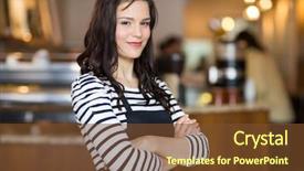  Presentation with waitress - Cool new presentation design with three young people sitting on a blanket relaxing outdoors during sunny day happy couple taking selfie backdrop and a mint green colored foreground