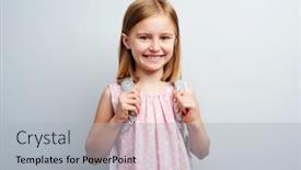  Presentation with backpack - Slides featuring portrait-of-primary-school-girl background and a light gray colored foreground