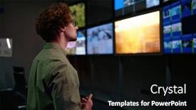  Presentation with developer - PPT theme having portrait-of-professional-developer-standing background and a black colored foreground