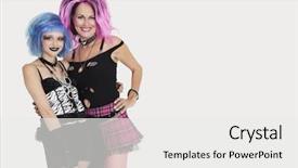  Presentation with females - Slides with portrait of punk females standing background and a white colored foreground