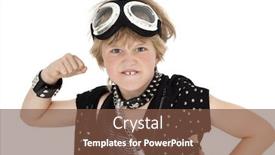  Presentation with punk - Slide set having portrait of punk kid showing fist over white background background and a tawny brown colored foreground