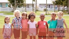  Presentation with montessori - Slides with portrait of pupils at montessori background and a red colored foreground