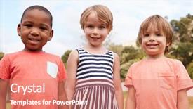  Presentation with montessori - Colorful slides enhanced with portrait of pupils at montessori backdrop and a coral colored foreground