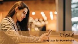  Presentation with long hair - PPT theme with portrait-of-real-young-pretty background and a gold colored foreground