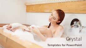  Presentation with foam - Amazing slide set having portrait-of-redhaired-woman-playing backdrop and a lemonade colored foreground