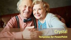 Presentation with old clothes - Beautiful presentation design featuring portrait of retired couple backdrop and a tawny brown colored foreground