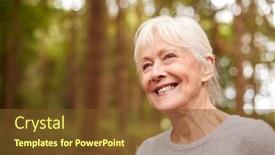  Presentation with woodland - Slide deck with portrait-of-retired-senior-woman background and a  colored foreground