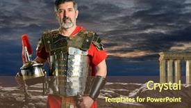  Presentation with roman - Cool new presentation design with portrait of roman centurion outdoors in front of rocks backdrop and a tawny brown colored foreground