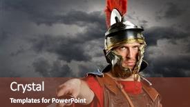 Presentation with roman soldier - Amazing presentation theme having portrait of roman soldier brandishing backdrop and a tawny brown colored foreground