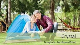  Presentation with camping - Amazing presentation having portrait of romantic couple camping in park backdrop and a yellow colored foreground
