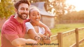  Presentation with romantic - Amazing PPT theme having portrait-of-romantic-couple-taking backdrop and a yellow colored foreground