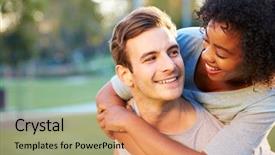  Presentation with romantic - Colorful slide set enhanced with portrait of romantic young couple backdrop and a coral colored foreground