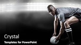  Presentation with spotlight - Theme with portrait-of-rugby-player-holding background and a black colored foreground