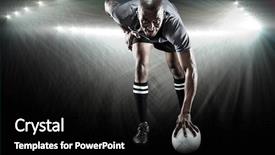  Presentation with spotlight - Audience pleasing slide deck consisting of portrait of rugby player smiling against spotlight backdrop and a black colored foreground