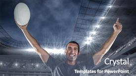  Presentation with football blue - Audience pleasing presentation design consisting of portrait of rugby player backdrop and a gray colored foreground