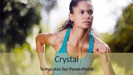  Presentation with healthy lifestyle - PPT theme featuring portrait of running healthy fitness background and a  colored foreground