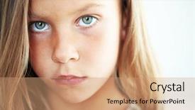  Presentation with sad child - Presentation design with constantly boiling litli geysir background and a coral colored foreground