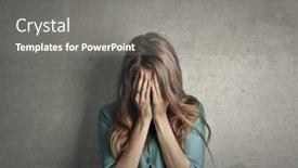  Presentation with sad girl - Presentation featuring portrait-of-sad-girl-leaning background and a gray colored foreground