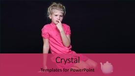  Presentation with black tea - Amazing PPT theme having portrait of sad little girl with a broken white tea isolated on black backdrop and a red colored foreground