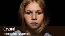  Presentation with sad girl - Presentation theme consisting of portrait of sad little girl background and a wine colored foreground