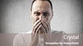  Presentation with crying - Slide deck with portrait of sad man crying background and a  colored foreground