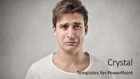  Presentation with sad - Cool new theme with portrait of sad man backdrop and a light gray colored foreground