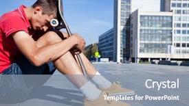  Presentation with 40s or 50s sad - PPT theme enhanced with portrait of sad skateboard background and a mint green colored foreground