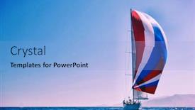  Presentation with sailboat - Audience pleasing presentation theme consisting of portrait-of-sailboat-sailing backdrop and a light blue colored foreground