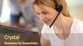  Presentation with service is sales - Audience pleasing presentation design consisting of portrait of sales service operator backdrop and a tawny brown colored foreground