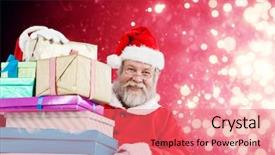  Presentation with shimmering - Audience pleasing presentation theme consisting of portrait of santa claus holding backdrop and a coral colored foreground