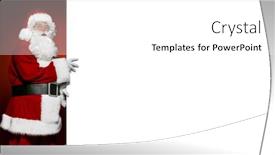  Presentation with merry christmas - Slide set featuring portrait of santa claus looking from behind the white wall merry christmas and happy new year background and a white colored foreground