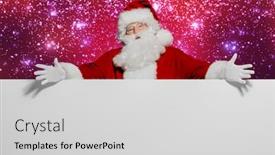  Presentation with merry christmas and new year - Slide set consisting of portrait of santa claus looking from behind the white wall merry christmas and happy new year background and a light gray colored foreground
