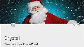  Presentation with merry christmas and new year - Beautiful slide deck featuring portrait of santa claus looking from behind the white wall merry christmas and happy new year backdrop and a white colored foreground