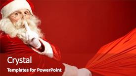  Presentation with forefinger - PPT theme enhanced with portrait of santa claus background and a crimson colored foreground